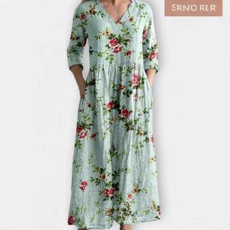 3D-gedrucktes Langarmkleid mit Porträtmuster – Bild 2 | LuxeStyle