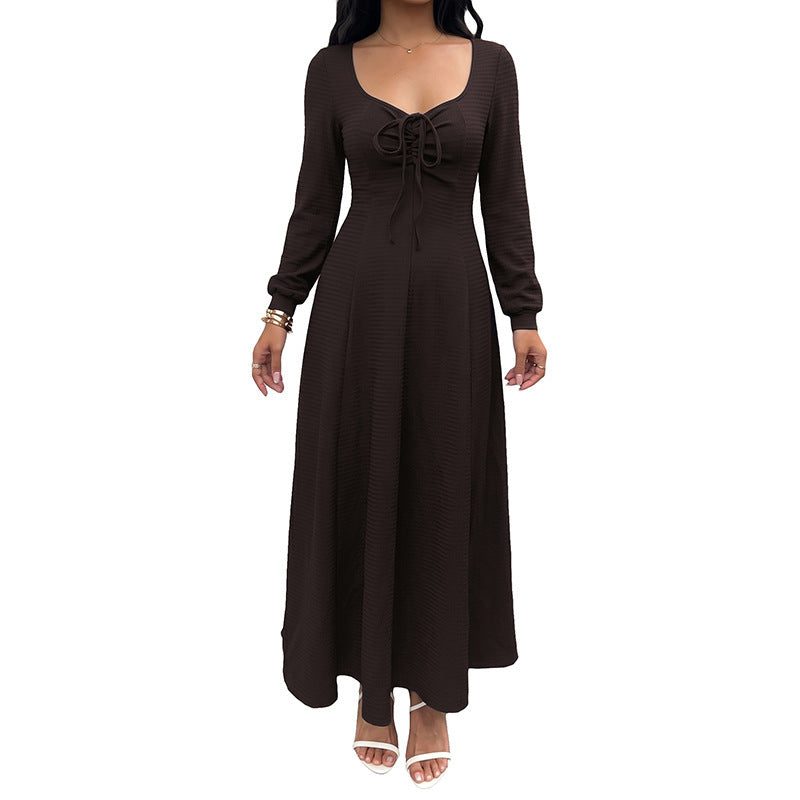 Elegantes A-Linien Strickkleid mit Schnürung