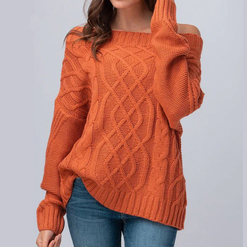 Rundhals-Pullover mit Zopfmuster