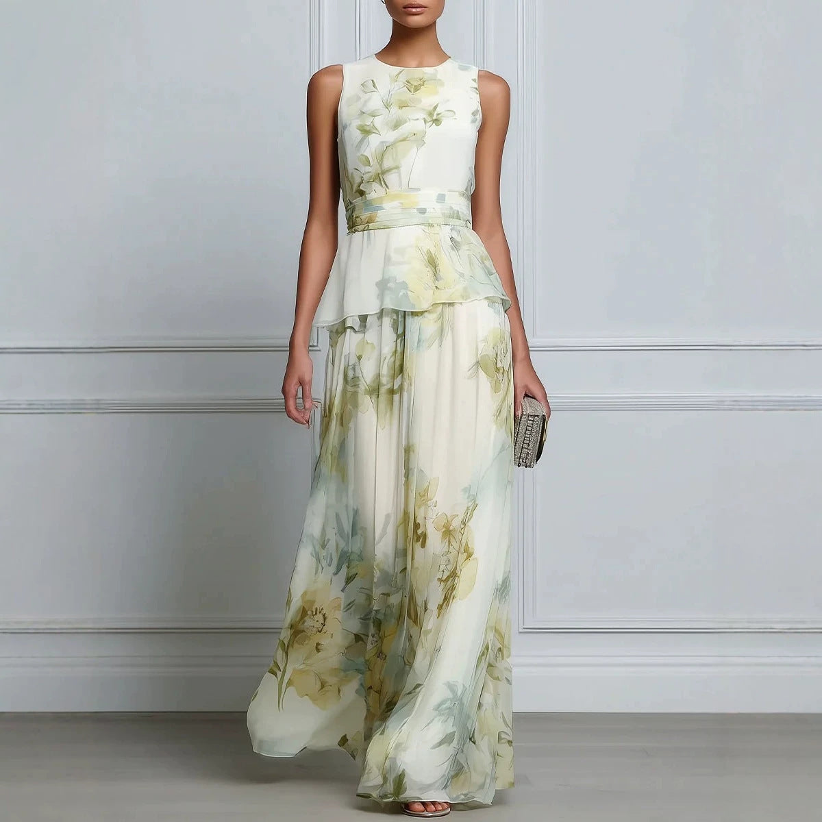 Elegantes ärmelloses Blumenkleid mit Print – Bild 4 | LuxeStyle