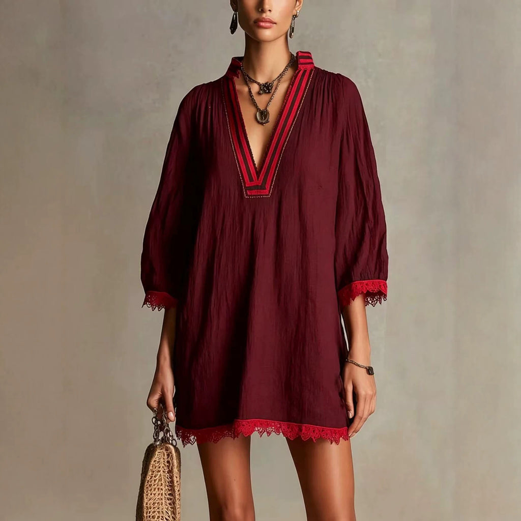 V-Ausschnitt Freizeitkleid für Damen – Bild 11 | LuxeStyle