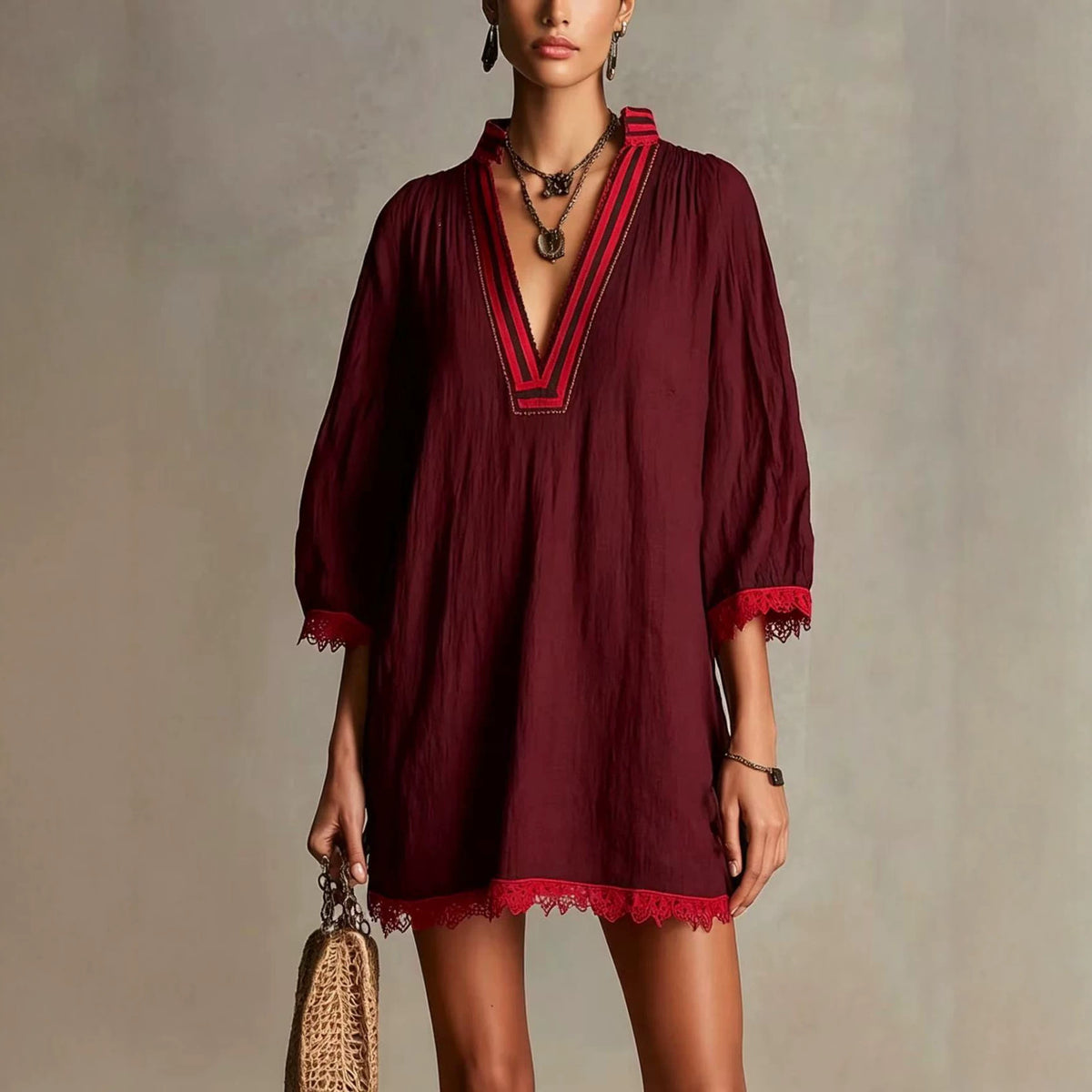V-Ausschnitt Freizeitkleid für Damen – Bild 11 | LuxeStyle