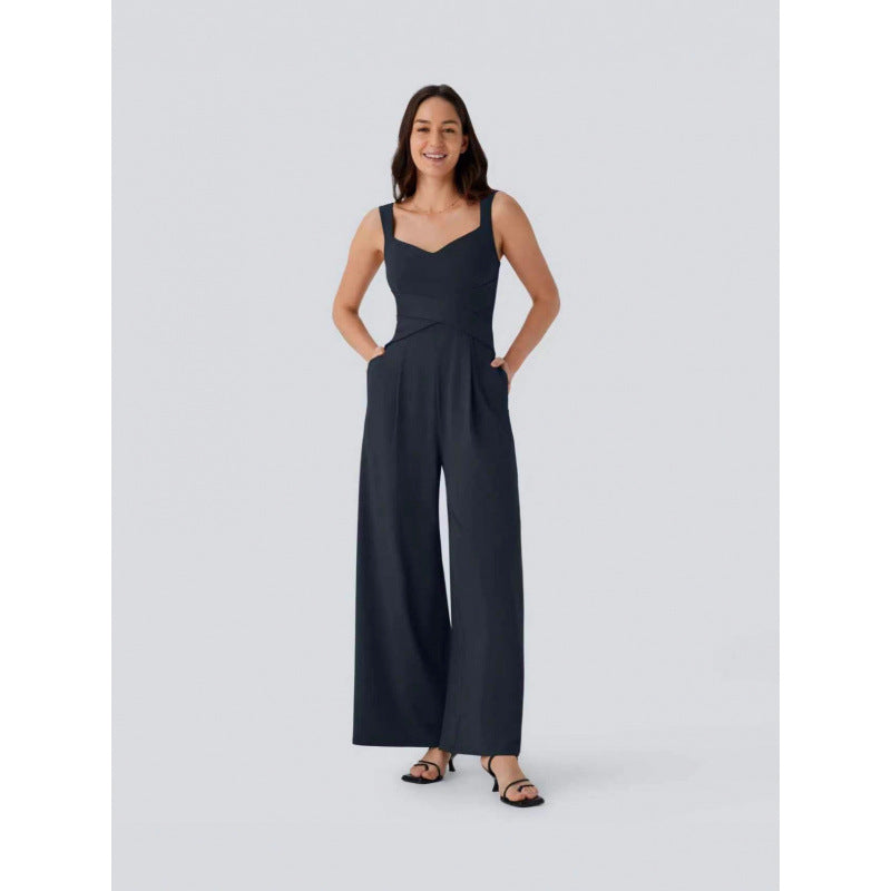 Eleganter ärmelloser Jumpsuit mit weitem Bein