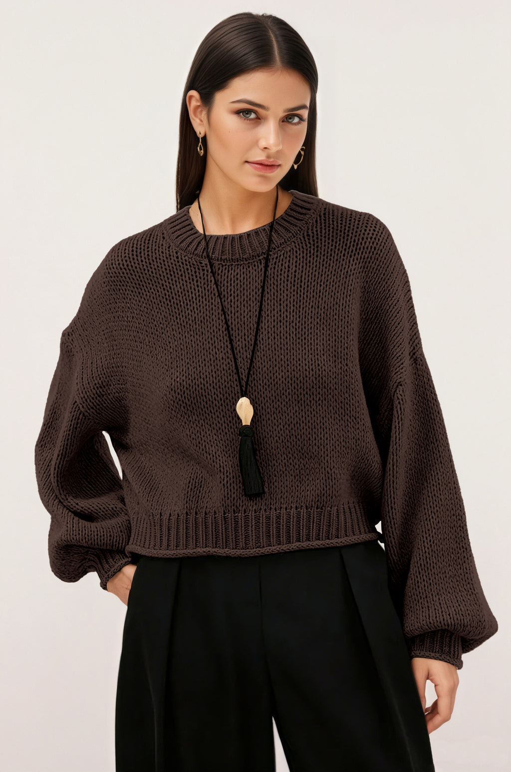 Strickpullover Rundhals Loose-Fit Damen