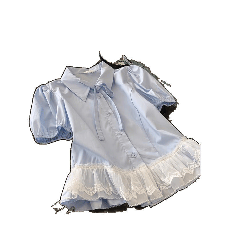 Blauer Puffärmel-Shirt – Bild 4 | LuxeStyle