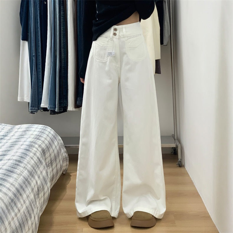 Weisse, hochgeschnittene Jeans