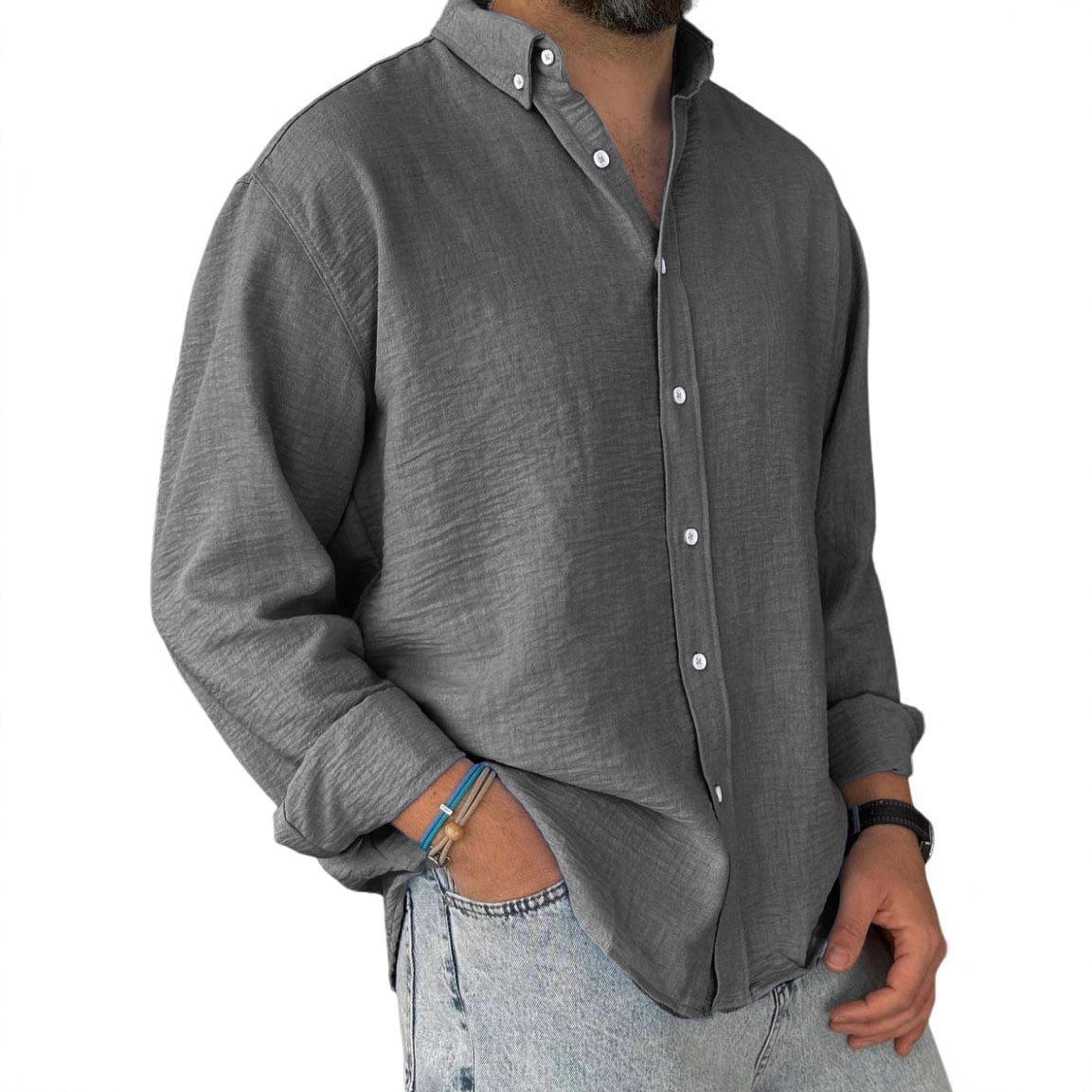 Herren Langarm Button-Down Hemd