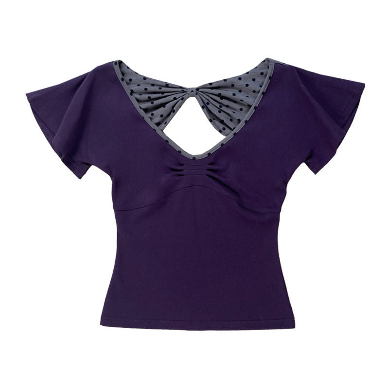 Polka-Dot-Bow-Bluse mit Rücken‑Ausschnitt – Bild 4 | LuxeStyle