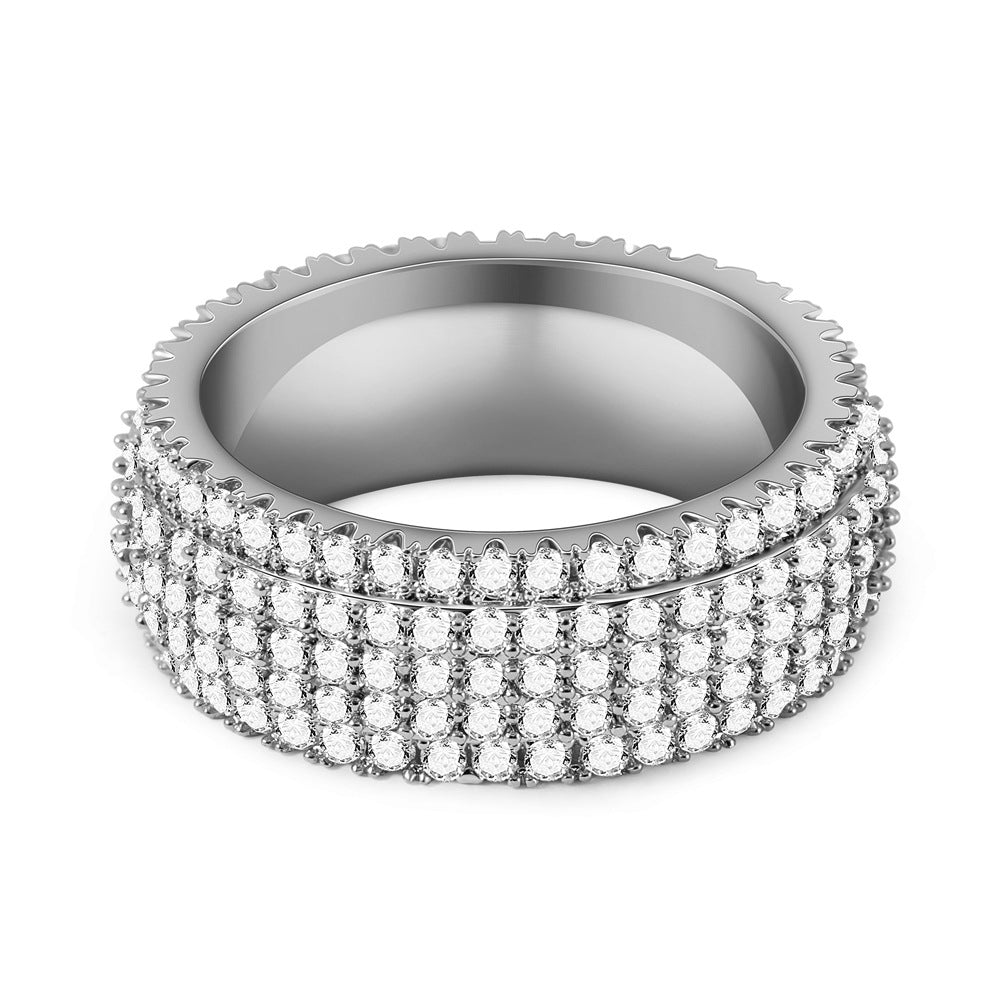 Hip-Hop Ring mit fünf Reihen Zirkonia – Bild 2 | LuxeStyle