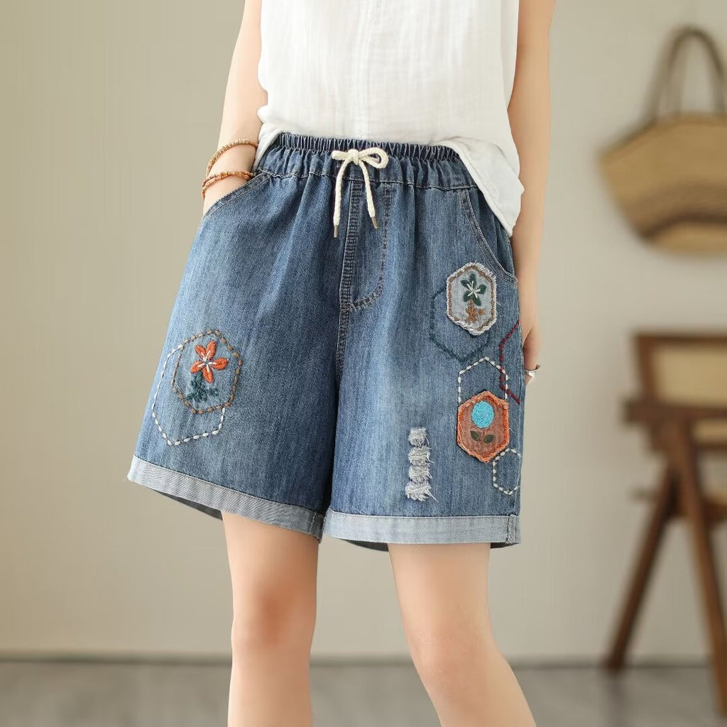 Weite Denim-Shorts für Damen