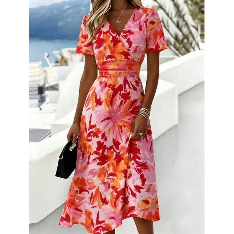3D Retro Muster A-Linien-Kleid für Damen