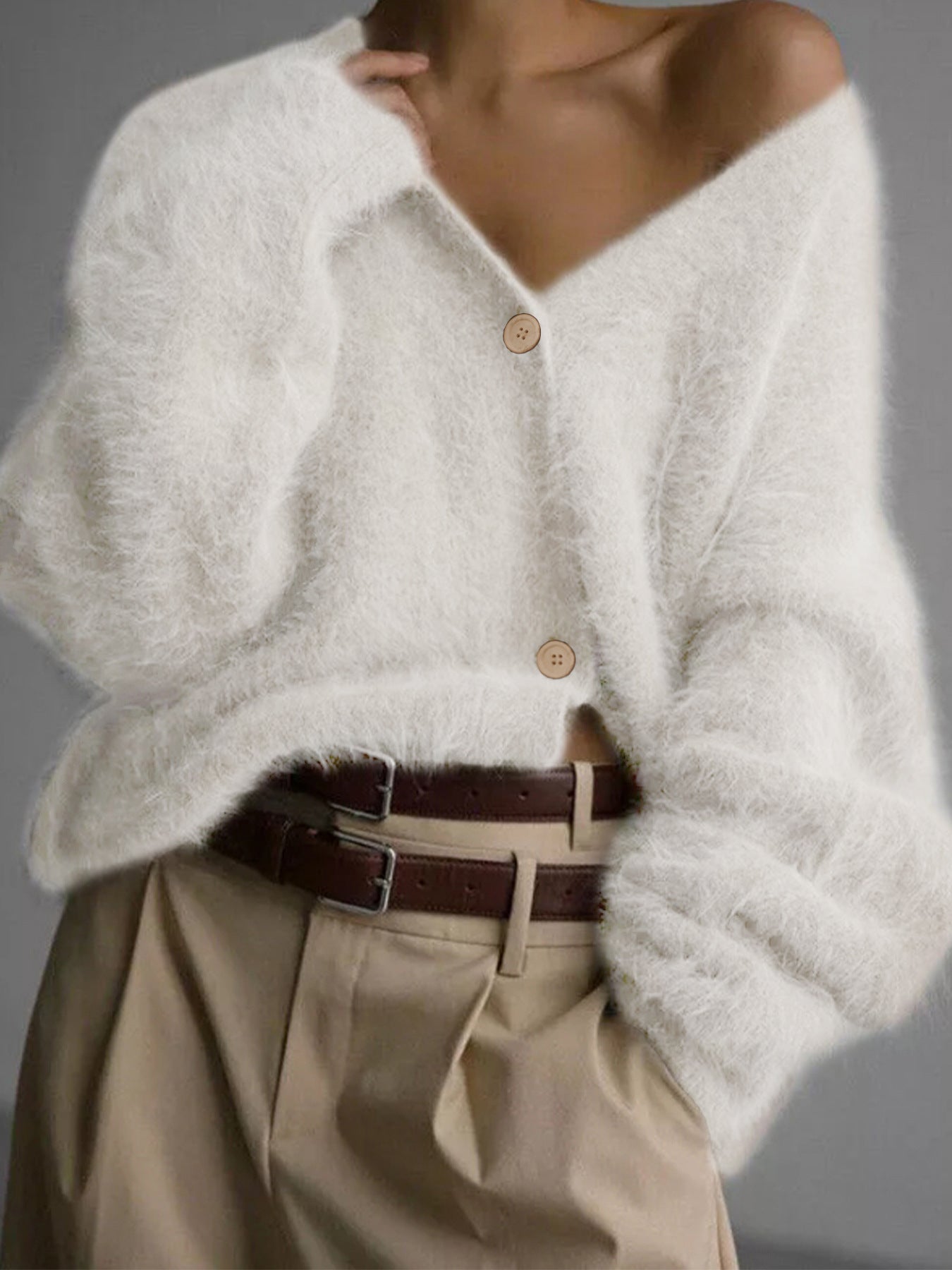 V-Ausschnitt Strick-Cardigan für Herbst und Winter