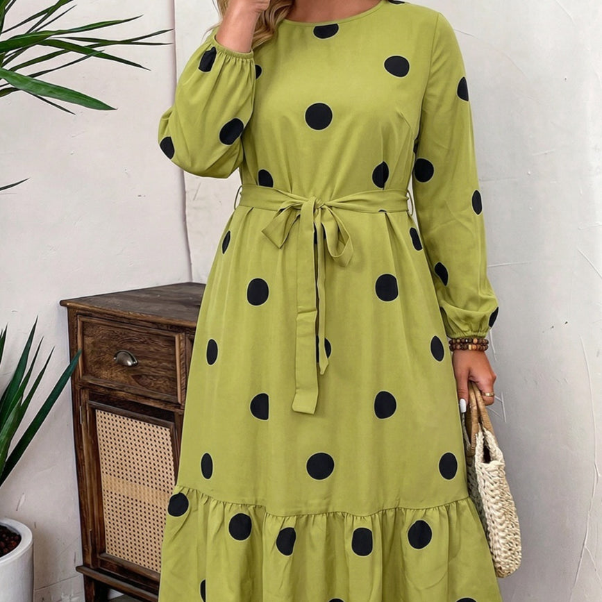 Gepunktetes Schnürkleid mit Taillenschnürung – Bild 2 | LuxeStyle