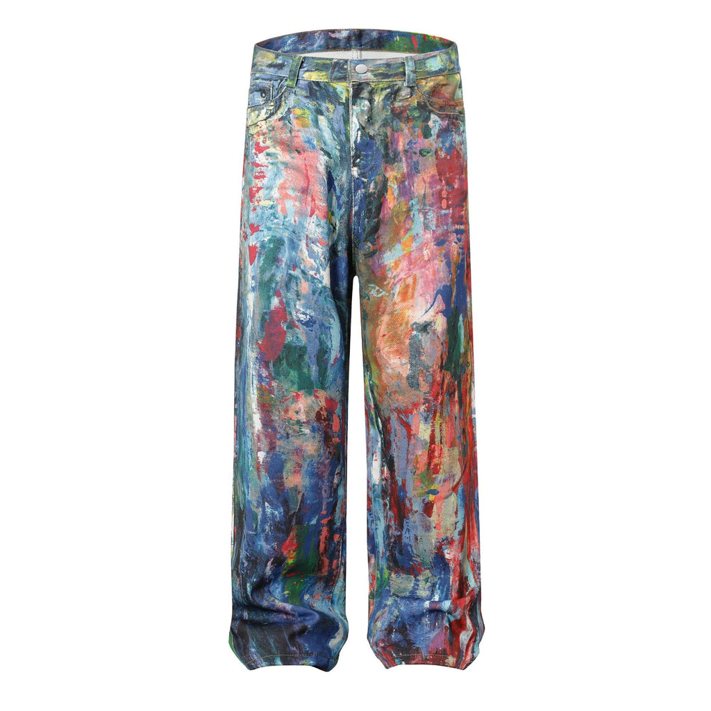 Herrenjeans Retro-Industriedesign Weit geschnitten Frühling