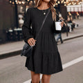 Damen Kleid mit Rüschen und Rundhals