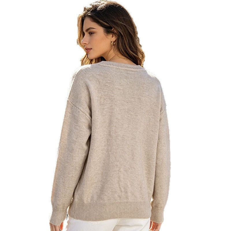 Damen Strickpullover mit Blumenmuster