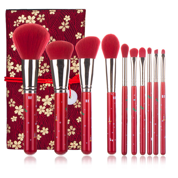 Make-up Pinselset mit rotem Griff (10 Stk.) – Bild 3 | LuxeStyle