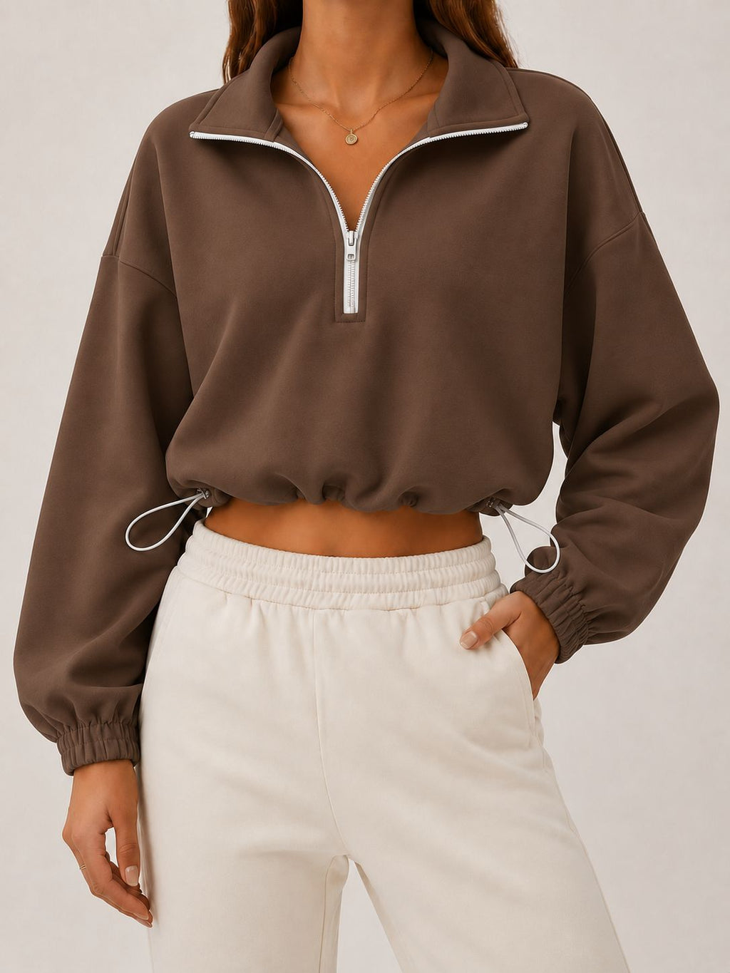 Loose-fit Langarm-Top mit Tunnelzug