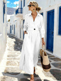 Langarm A-Linien Blusenkleid mit Schlitzkragen – Bild 13 | LuxeStyle