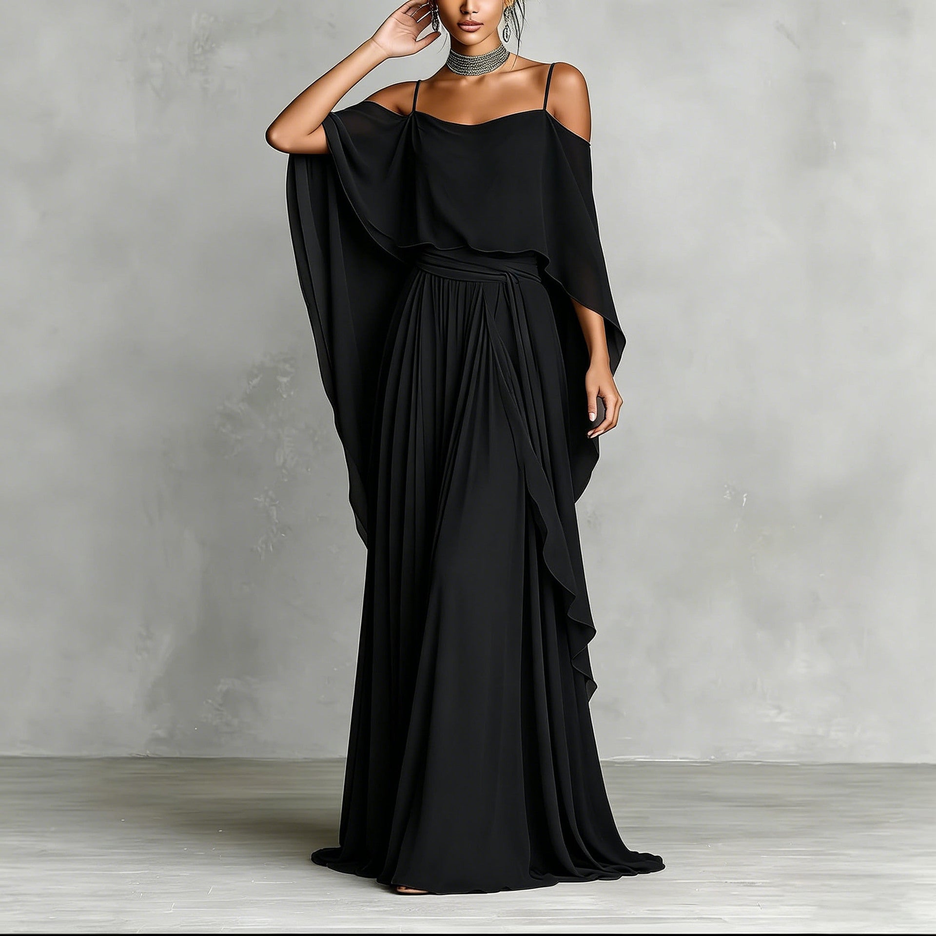 Off-Shoulder Maxi-Kleid