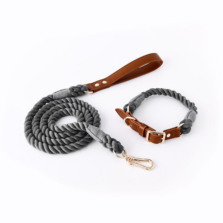 Ledergeschirr & Baumwollseil Hundeleine Set (M/L) – Bild 3 | LuxeStyle