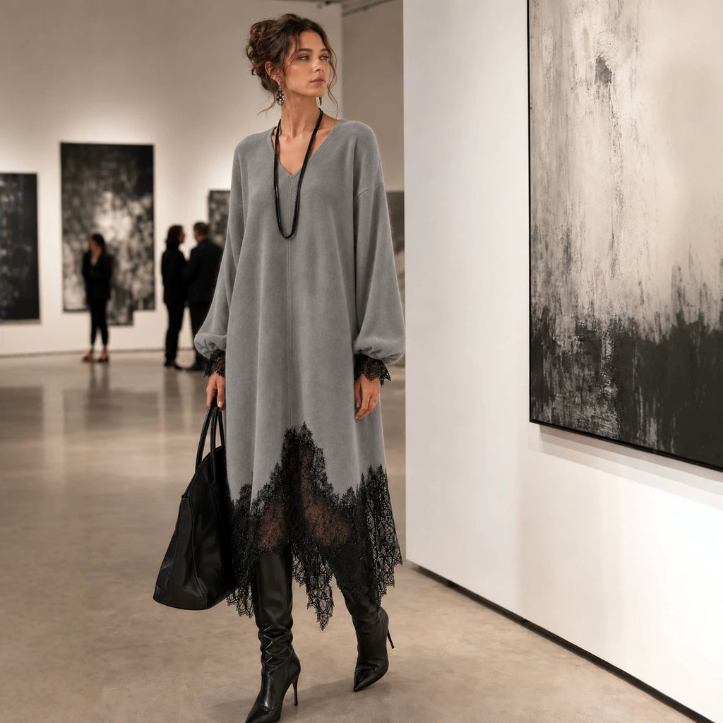 Freistehender Lederrock mit V-Ausschnitt | LuxeStyle