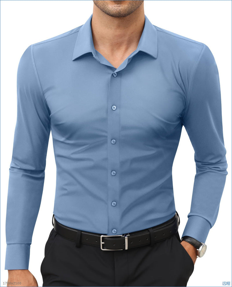 Weisser Stretch-Hemd für Herren – Bild 8 | LuxeStyle