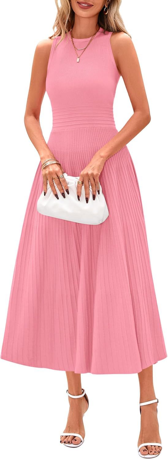 Ärmelloses Midikleid mit A-Linie und Falten – Bild 9 | LuxeStyle