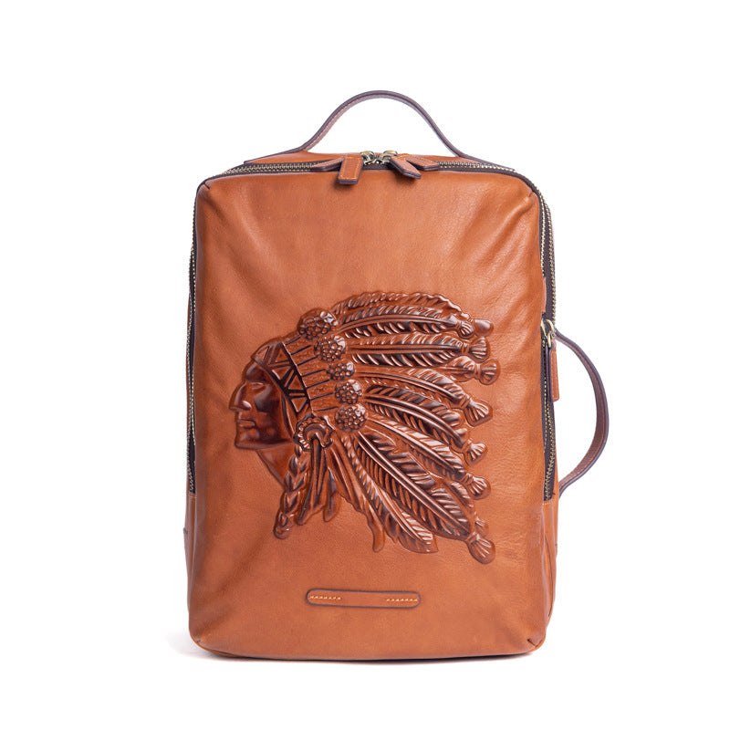 Rindsleder-Rucksack für Herren im Retro-Stil