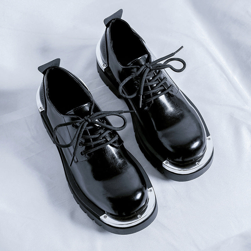 Erhöhende Leder-Schuhe für Herren mit dicker Sohle