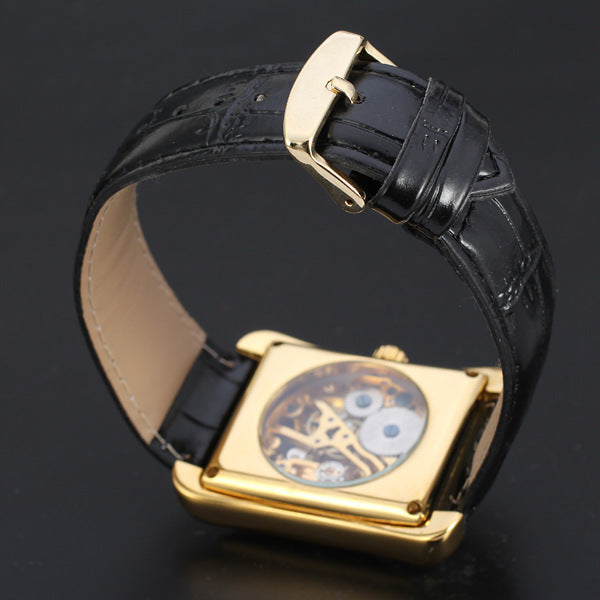 Goldmechanische Uhr mit Lederarmband – Bild 2 | LuxeStyle
