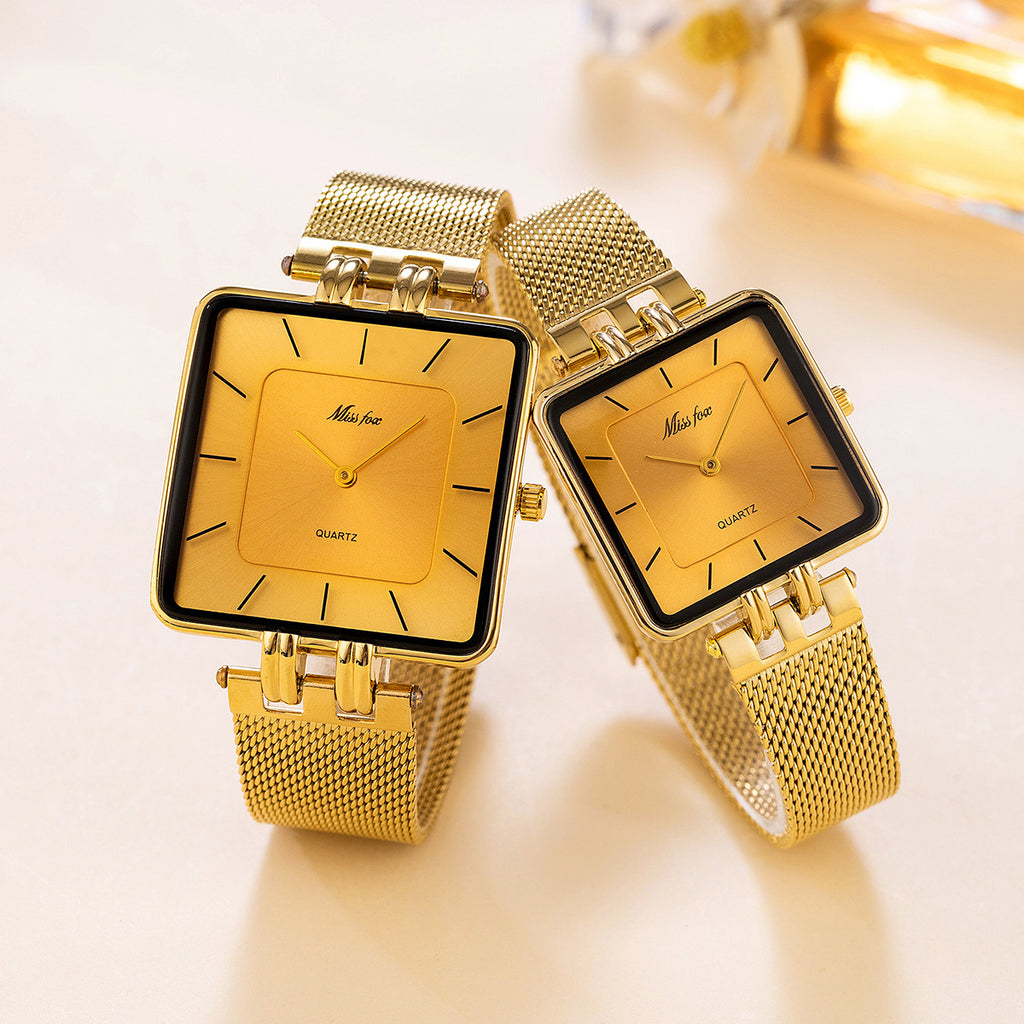 Klassische Minimalistische Quarzuhr mit Mesh-Armband