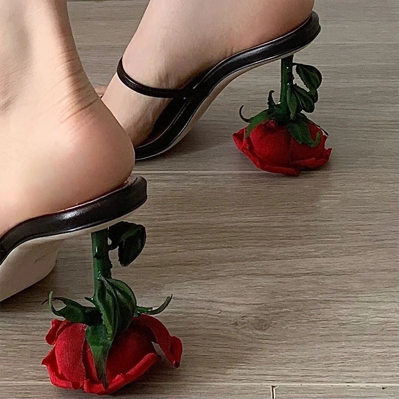 Schwarze Mikrofaser Sandalen mit Stiletto Absatz – Bild 4 | LuxeStyle