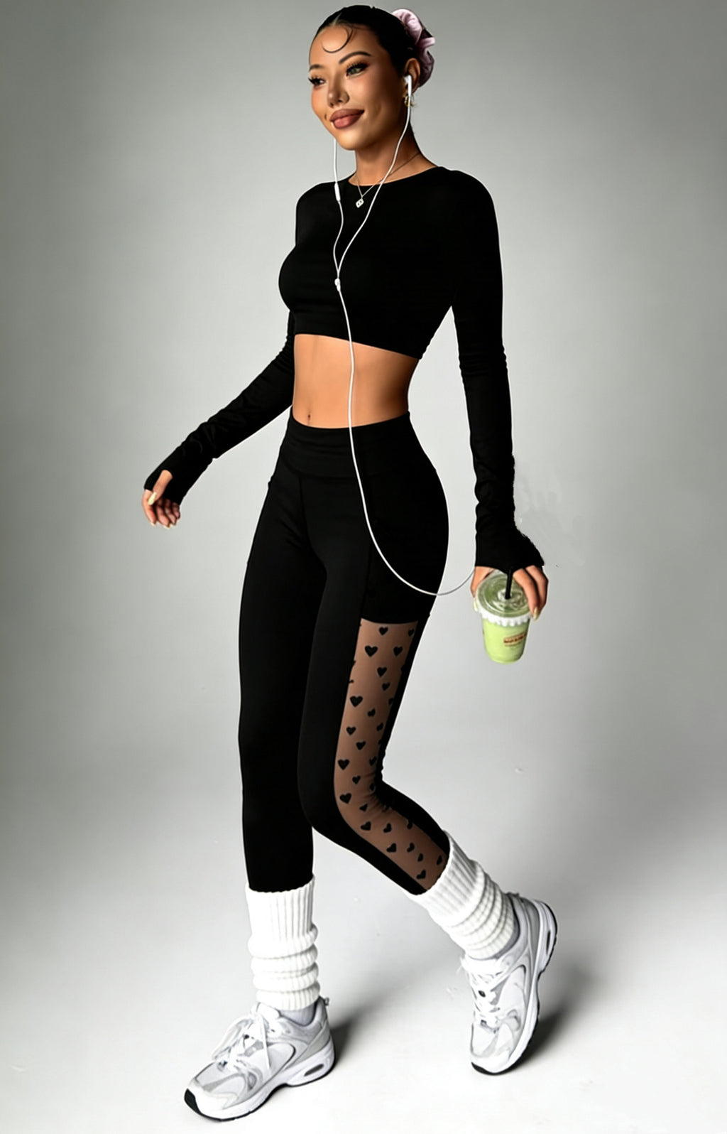 Po-lift Leggings mit Mesh & Taschen