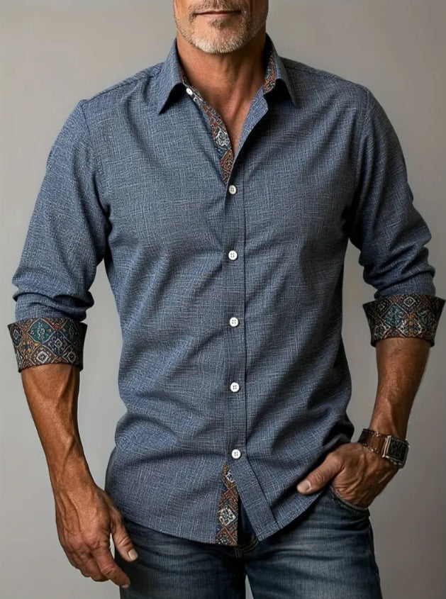Langarm-Button-Shirt mit Streifen – Bild 3 | LuxeStyle
