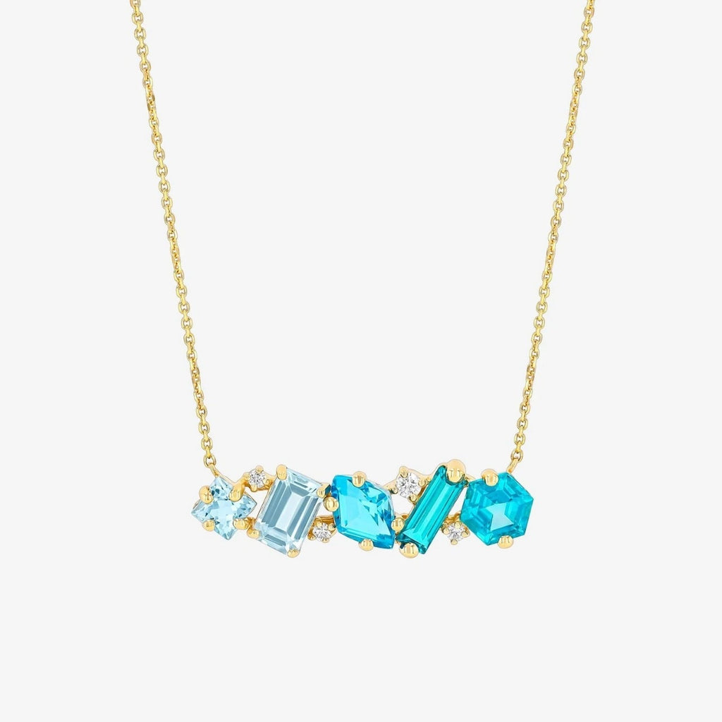 Geometrischer Blauer Diamant-Halsketten-Schmuck