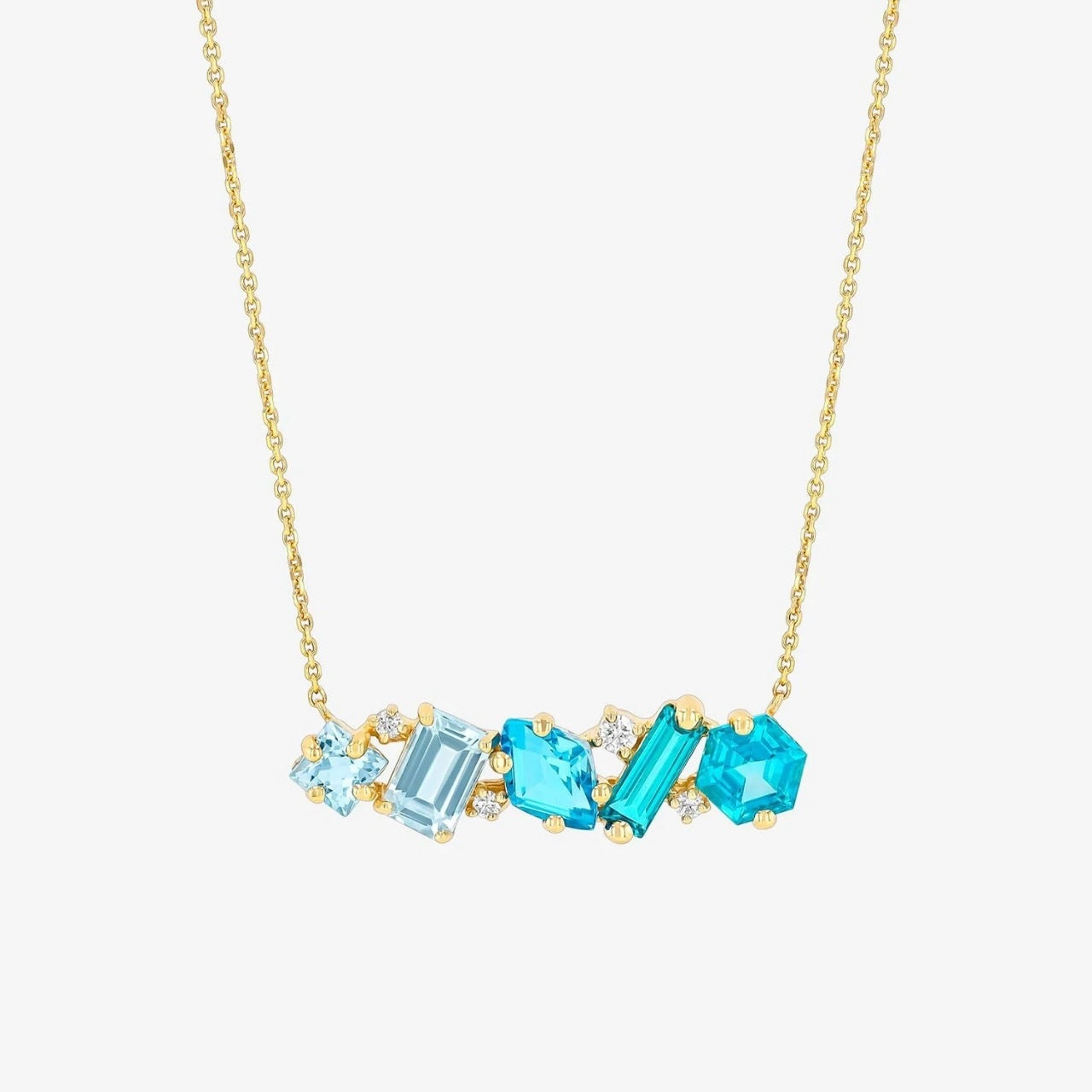 Geometrischer Blauer Diamant-Halsketten-Anhänger
