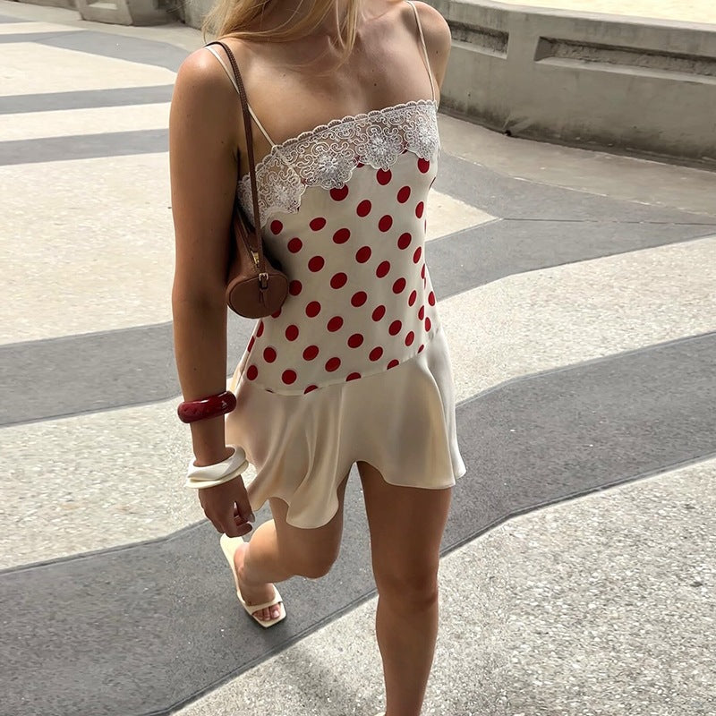 Polka-Dot Patchwork Minikleid