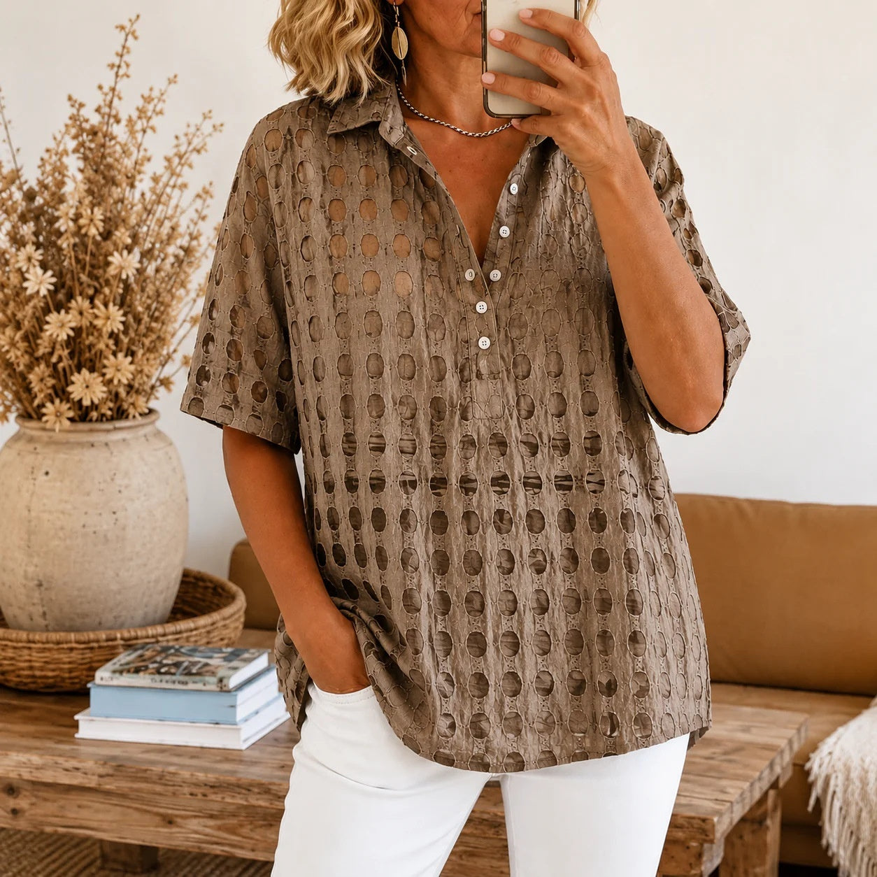 Pullover-Shirt mit Button-down-Kragen