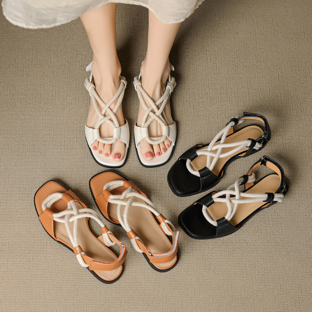 Echte Leder Sandalen mit Kreuzriemen