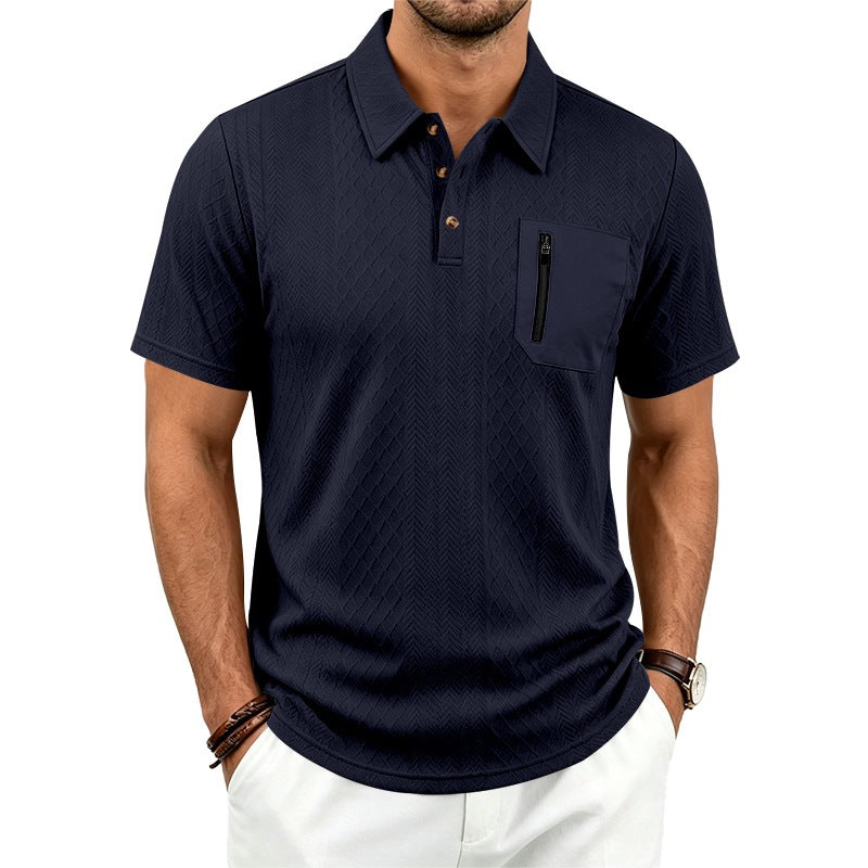 Herren Jacquard Polo-Shirt mit Textur – Bild 3 | LuxeStyle