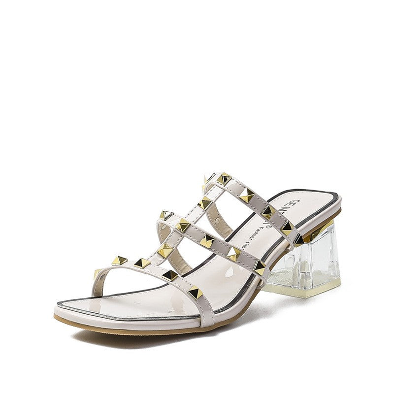 High-Heel-Sandalen mit Nieten für Damen | LuxeStyle