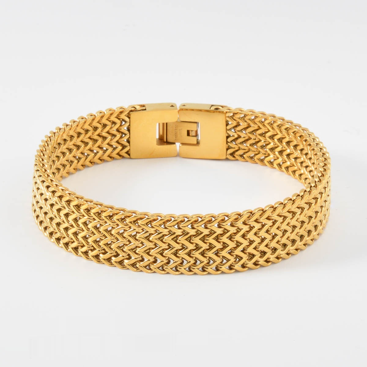 Machinelike Gold Herrenarmband mit Mesh-Design – Bild 4 | LuxeStyle