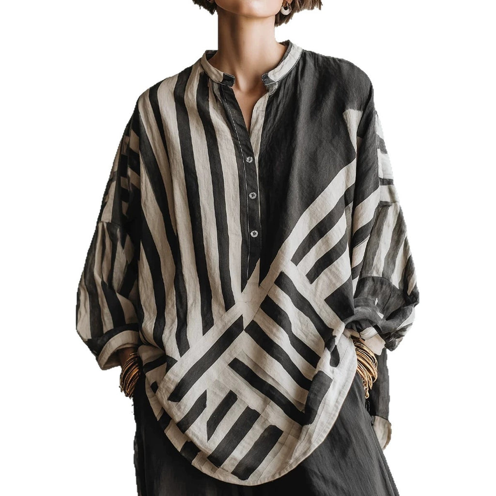 Gestreiftes Langarmshirt aus Baumwoll-Leinen-Mix – Bild 8 | LuxeStyle