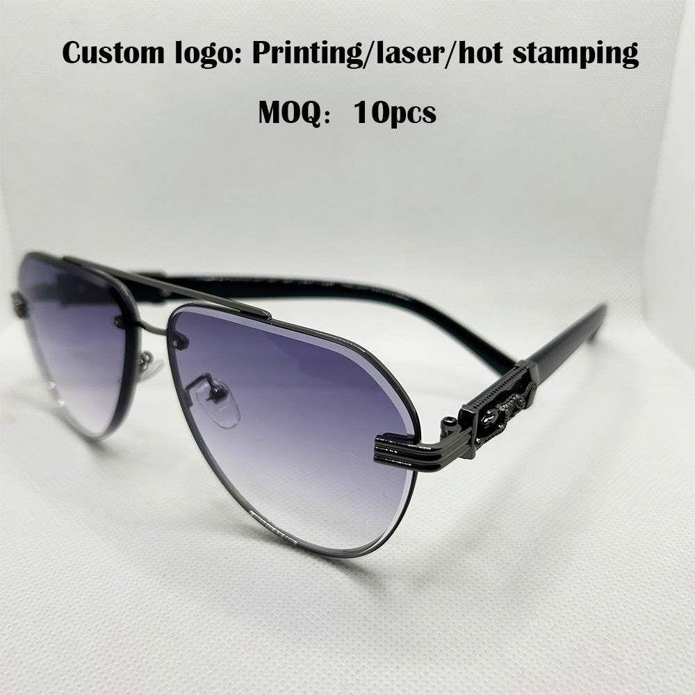 Randlose Sonnenbrille mit Leopardenkopf