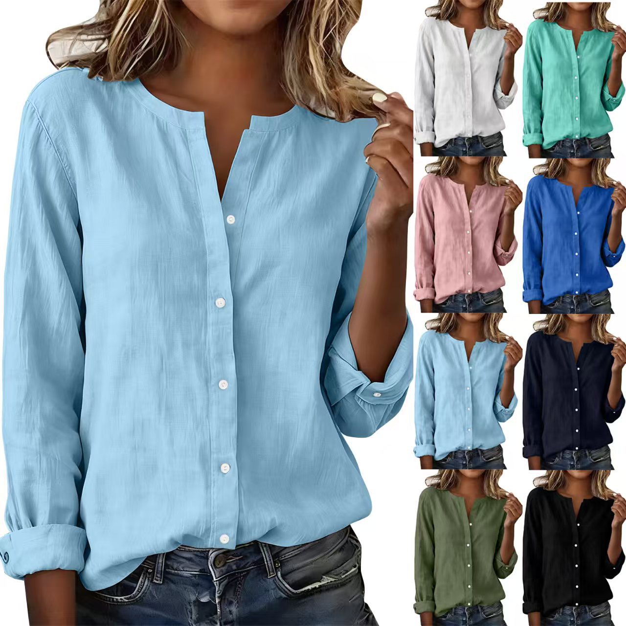 Bambus-Viskose Stehkragen-Shirt für Damen