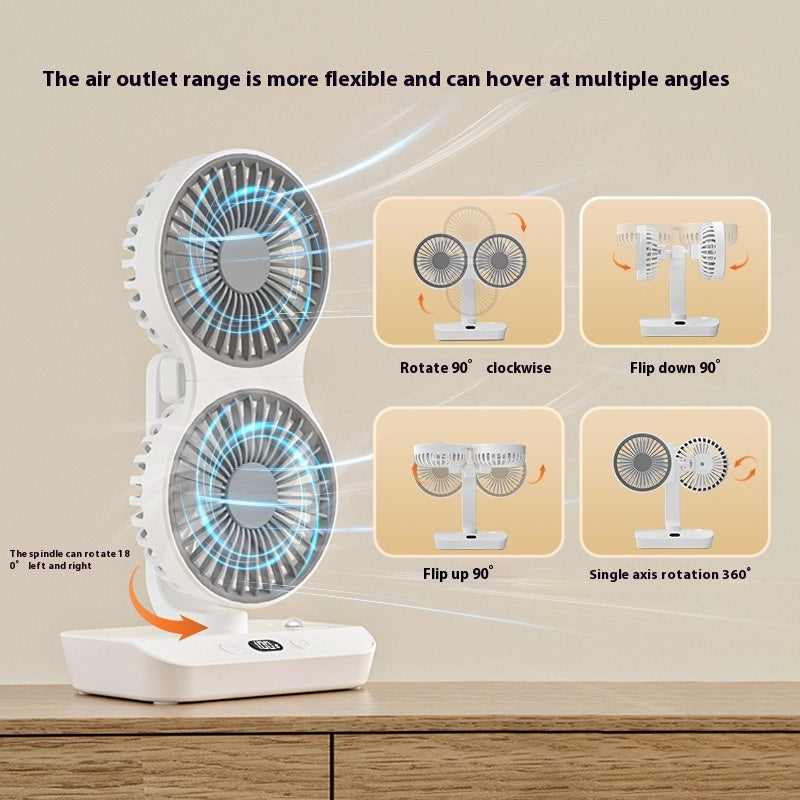 Multifunktionaler Dual-Kopf Ventilator mit Licht | LuxeStyle