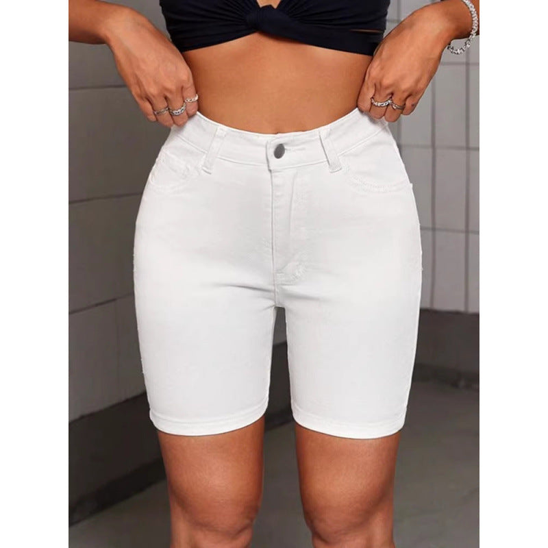 Hochgeschnittene Skinny-Shorts