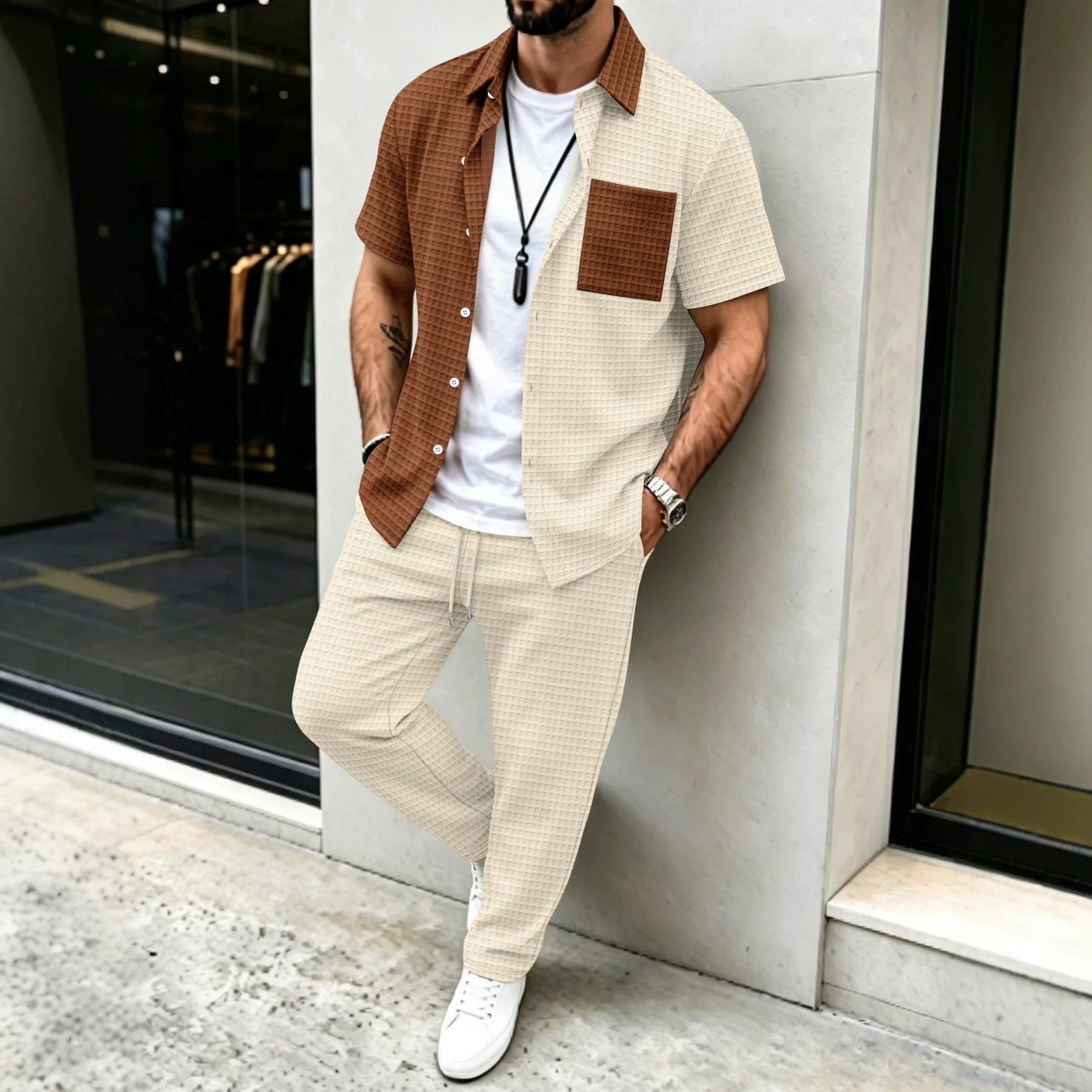 Herren-Set «Resort» · Kurzarm-Hemd + Hose – LuxeStyle