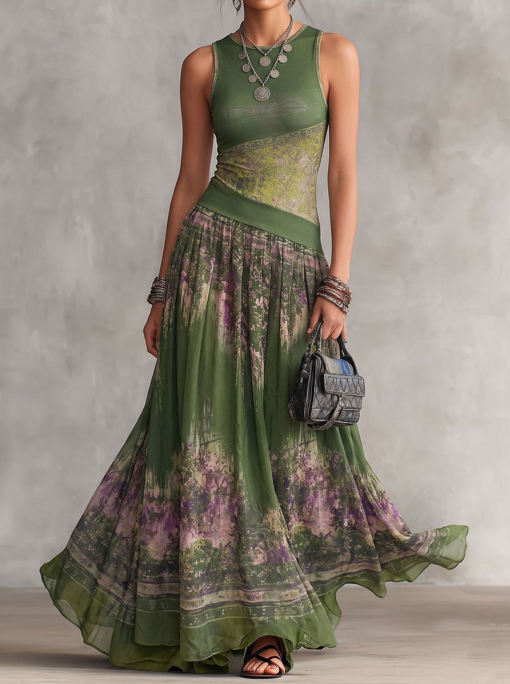 Boho-Maxi-Kleid ohne Ärmel, gestreift – Bild 8 | LuxeStyle